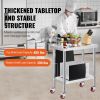 Stainless Steel Work Table 30 x 18 x 34 Inch, 700 LBS Load Capacity with 4 Wheels, 3 Adjustable Height Levels