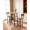 Bar Table, 3PCS 23.5″ Bars Tables Set, Bar Tables and Chair Set with Rounded Corner Design, Round Pub Table with Two Stools for Office Desk
