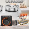 Electric Soup Warmer, Dual 7.4QT Stainless Steel Round Pot, 1200W Commercial Food Warmer, 86~185 Fahrenheit Adjustable Temp