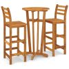 Garden Bar Set Wood Brown Solid Acacia Wood 3 Piece Set Durable