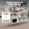 Stainless Steel Food Prep Table, 14 x 60 x 34 Inch Commercial Kitchen Worktable, with 2 Adjustable Undershelf