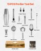 Cocktail Shaker Set, 13-Piece Stainless Steel Bar Tools with Bamboo Stand, Boston Bartender Kit Accessories | Mixer Spoon, Muddler, Jigger, Strainer