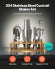 Cocktail Shaker Set, 13-Piece Stainless Steel Bar Tools with Bamboo Stand, Boston Bartender Kit Accessories | Mixer Spoon, Muddler, Jigger, Strainer