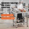 Stainless Steel Work Table 30 x 36 x 38 Inch, with 4 Wheels, 3 Adjustable Height Levels