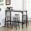 5-Piece Industrial Dining Set Gray Bar Table and Round Stools Metal Frame for Pub Dining Room