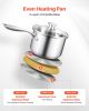2.5 QT Saucepan with Steamer, Stainless Steel Saucepan with Glass Lid, Multipurpose Nonstick Stainless Steel Sauce Pot with Ergonomic Handle