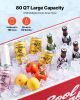 80 Quart Rolling Ice Chest, Holds up to 50 Bottles / 110 Cans, Portable Patio Party Bar Drink Cooler Cart with 4 Swivel Casters (2 with Brakes)