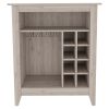 Essential Bar Cabinet; One Open Shelf; Six Built-in Wine Rack; One Drawer -Light Gray