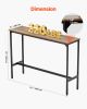 Bar Table, Sturdy Metal Frame High Top Pub Table, Narrow Long Kitchen Dining, Cocktail Counter Bar Height Desk, Easy to Assemble, 55x15x39 in