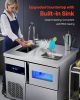 Commercial Ice Maker Machine, 132 lbs/24H Stainless Steel Worktop Ice Machine with Sink, 30 lbs Storage & 70 Cubes/Cycle