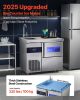 Commercial Ice Maker Machine, 132 lbs/24H Stainless Steel Worktop Ice Machine with Sink, 30 lbs Storage & 70 Cubes/Cycle