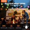 RGB Outdoor String Lights, 100FT, Outside Patio Lights with APP Control 30 Bulbs, 15 Single-Color Adjustable Brightness Time Setting