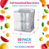 50 Pack Double Layer Foil Insulated Box Liners 8 x 8 x 8 inches. Silver Shipping Boxes for Frozen Food