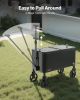 80 Quart Rolling Ice Chest Cart, with 2-Stage Telescopic Pull Handle and 2 Swivel Casters, Portable Table Beach Patio Party Bar Cold Drink Beverage