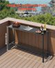 Outdoor Bar Table, 55 x 15 in Patio Bar Table, Waterproof Top & Sturdy Metal Frame, Rectangle Counter Height Dining Tables