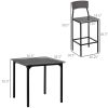 5-Piece Counter Height Bar Table with Space-Saving Design, Square Kitchen Table and Chairs Set with Footrest, Metal Legs