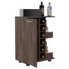 Tennessee Bar Cart, One Cabinet With Division, Six Cubbies For Liquor, Two Shelves