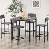 5-Piece Counter Height Bar Table with Space-Saving Design, Square Kitchen Table and Chairs Set with Footrest, Metal Legs