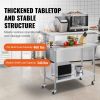 Stainless Steel Work Table 24 x 48 x 38 Inch, with 4 Wheels, 3 Adjustable Height Levels