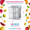 Insulated Food Storage Container - 8 x 8 x 8 inches, 10 Pack Silver, Metallic Style, Leakproof for Frozen Fish, Meat