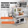Double Overshelf, Double Tier Stainless Steel Overshelf, 12 x 48 Inch Double Deck Overshelf, Height Adjustable Overshelf Prep Work Table for Kitchen