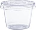 50 Count Clear Disposable Plastic Portion Cups with Lids - Soufflé Cups