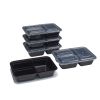 (4 pack) 10 Piece 3 Compartment Meal Prep Food Storage Containers, Black