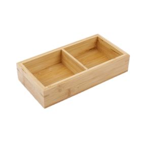 Hot Pot Bamboo Plate Compartmental Platter Vegetable Tray (Options: Two Grid Plate, Color: Natural)