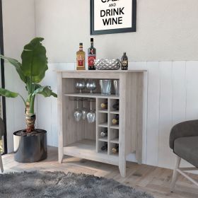 Future Bar Cabinet, Six Built-in Wine Rack, One Open Drawer, One Open Shelf, Carbon Espresso (Color: Light gray)
