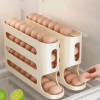 4 Tier Sliding Egg Storage Container – Large Capacity Fridge Organizer, Ladder-Style Auto-Rolling Egg Tray for Refrigerator Door